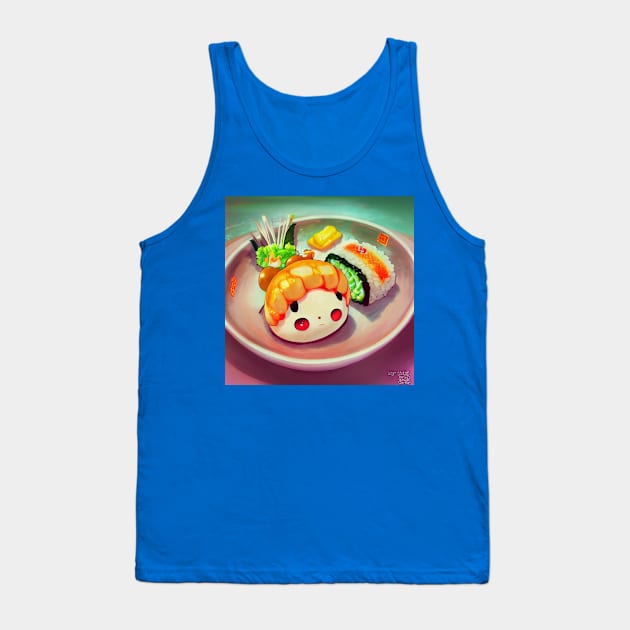 Kawaii Anime Sushi Tank Top by Grassroots Green